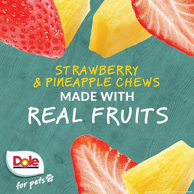 Dole for Pets Dog Chews, Assorted Strawberry and Pineapple Fruit-Flavored Treats, Real Fruit Flavor, No Artificial Preservatives, No Wheat Corn Soy, 7.05 Oz, 6 Pack