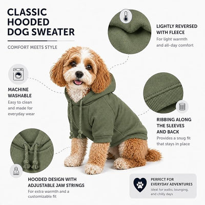 Pet Life ® Premium Ultra-Soft Year-Round Machine Washable American Classic Breathable Cotton Hooded Dog Sweater Pet Hoodie
