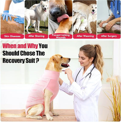 Dotoner Dog Surgery Recovery Suit Dog Suit for Male Female Neuter Anti-Lick Abdominal Wounds Bite Protective Outfit Alternative E-Collar & Cone Breathable Spay Suit for Medium Large Dogs