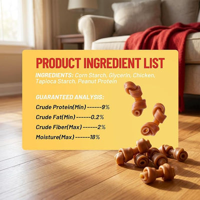 PETPHABET Dog Treats Peanut Butter Bones, 6 inch Rawhide Free Chews 6 Count, Digestible Chewing Snacks for Medium Large Dogs, Natural Healthy Snacks for Training Rewards, 15 oz