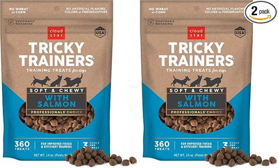Cloud Star Tricky Trainers Chewy Dog Treats,Salmon,14 oz. Pouch,(Pack of 2)