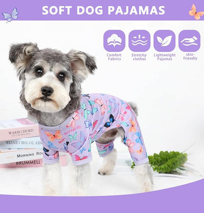 Dog Pajamas Spring Summer Dog Clothes for Small Medium Dogs Girl Boy Cute Soft Puppy Pjs Clothes Doggie Onesies Cat Pet Outfit(Butterfly,M)