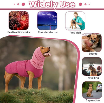 Dog Anxiety Vest with Hoodie,Breathable Dog Thunder Jacket for Thunderstorms,Fireworks,Vet Visits,Separation,Adjustable Calming Vest for Small Medium Large Dogs,Rose,XS
