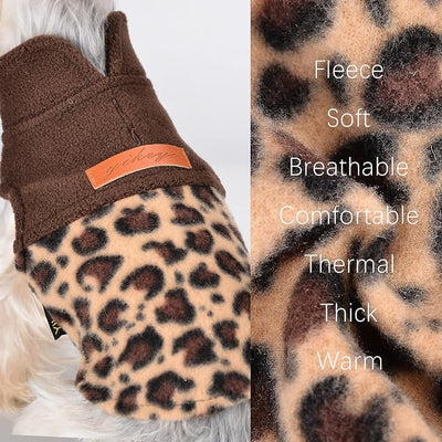 Fleece Vest Dog Sweater Leopard Dog Clothes for Small Dogs Boy Girl Warm Pullover Fleece Puppy Sweaters Winter Small Dogs Sweater - Cold Weather Coat Pet Clothes Cat Sweaters, XXS, Leopard