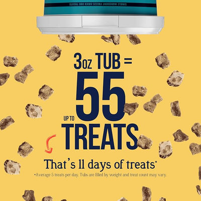 Stewart 100% Chicken Liver Dog Treats, 3 oz Tub, ~55 Pieces, Freeze Dried Raw, Single Ingredient, 60% Protein Training Treats or Meal Topper, Grain Free, Gluten Free