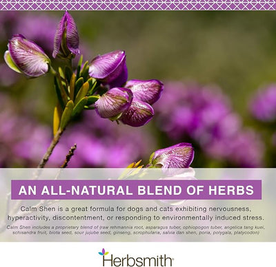 Herbsmith Calm Shen – Herbal Blend for Dogs & Cats – Natural Anxiety Remedy for Dogs & Cats – Feline and Canine Calming Supplement – 500g Powder
