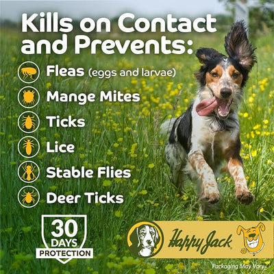 Happy Jack Kennel Dip Dog Flea & Tick Treatment Professional-Grade Parasite Control Spray for Puppies & Dogs, Kills Fleas, Mange, Lice & Ticks, 30-Day Protection, Indoor Outdoor Use (8 oz)