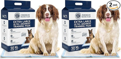 American Kennel Club Scented Puppy Training Pads with Ultra Absorbent Quick Dry Gel – 28 x 30 Pee Pads for Dogs - Fresh Scented - 50 Count, XL (Pack of 2)