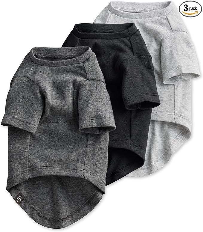 Pet Passion Toby II - The Perfect Tee, 3 Pack Short Sleeve Pet T-Shirt 100% Organic Cotton Tees Clothes for Small, Medium, Large Dogs, Gray Ombre, XX-Large (70-110 lbs)