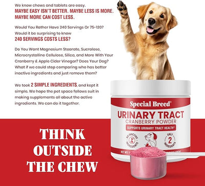 UTI & Urinary Tract Treatment for Dogs – Cranberry Powder for Bladder and Kidney Health – Helps Frequent Urination and Incontinence – Natural Dog UTI Support Supplement – Made in USA