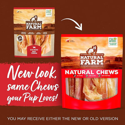 Natural Farm Beef Tendons (9-12 Inch, 12 Pack), Natural Chondroitin and Collagen: Supports Healthy Joints, Great for Dental Health – Made & Packaged, All Dog Sizes