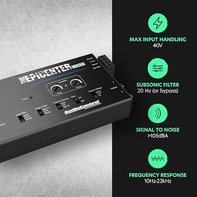 AudioControl The EPICENTER Micro Bass Restoration Processor & Line Output Converter, Compact Car Audio Bass Booster Enhancer, Line Level & Speaker Level Inputs, Includes Dash Mount Remote Control Knob