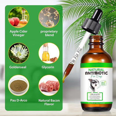 NenMaoKeNu Antibiotics for Dogs, Natural Antibiotics for Dogs, Dog Multivitamin for Pets, Dog Supplies Antibiotics, Dog Allergy and Itch Relief - 60ML