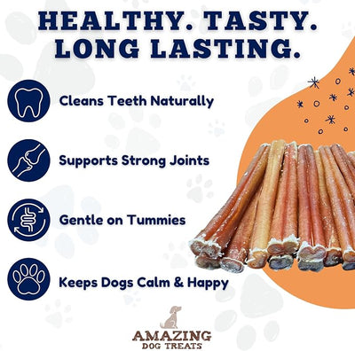 Amazing Dog Treats - Bully Sticks for Small Dogs (6 Inch Junior - 12 Count) - Premium Thin Bully Sticks for Dogs - Best Bully Stick Dog Chews - Bully Bones for Puppies and Small Breeds