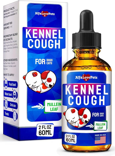 Liquid Kennel Cough Medicine for Dogs & Cats – Herbal Dog Coughing Treatment Helps with Allergy, Runny Nose, Sneezing in All Pets – Breathing Care with Calendula During Seasonal Changes – 2-oz Bottle