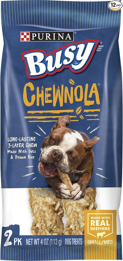 Purina Busy Rawhide Small/Medium Breed Dog Bones, Chewnola With Oats & Brown Rice - 2 ct. Pouch