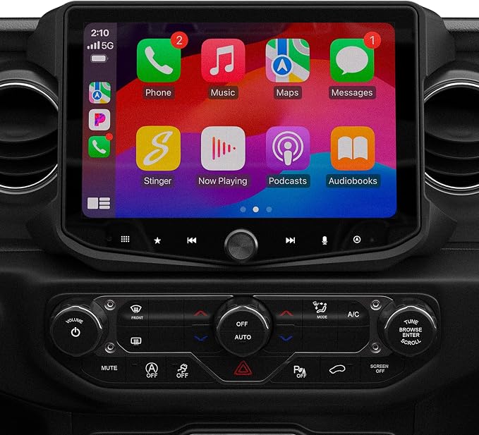 Stinger 10.1" Certified Wireless Car Play Android Auto, Touchscreen Stereo for Wrangler JL (18-23)/Gladiator JT (20-23) Complete Radio System, Off Road Gauges Designed in USA HEIGH10+