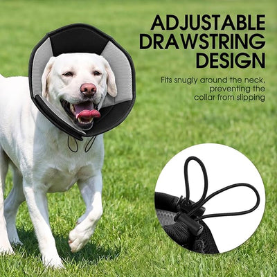 Dog Cone - Soft Cone for Dogs to Stop Licking, Pet E-Collar Alternative After Surgery, Adjustable Pet Recovery Collar for Wound Healing, Black Medium