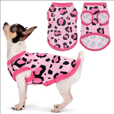 Adorable Pink Leopard Dog Shirt: Lightweight Polyester Cartoon Puppy Vest, Small Medium & Large Dog T-Shirt, Summer Pet Clothes, Cute Dog Apparel, Breathable Dog Tank Top XL