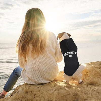 Dog Sweaters for Small Dogs Security Dog Hoodie Warm Cozy Brushed Fleece Interior Pet Clothes with Pocket Hoodie for Small Dogs Puppy Sweatshirt(XS)