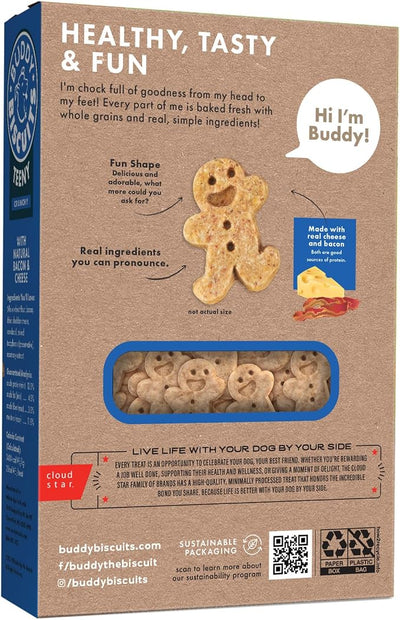 Buddy Biscuits Teeny Crunchy Dog Treats, Bacon & Cheese, 8 oz. Box