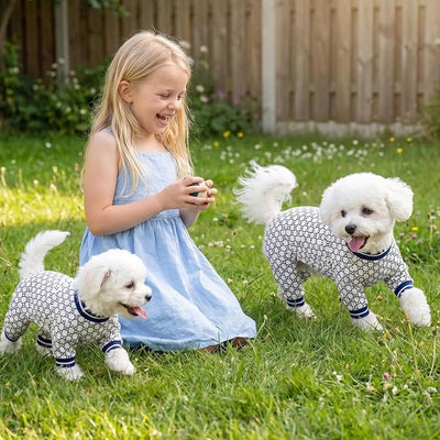 Dog Pajamas & Onesie for Small Medium Dogs, Ultra-Premium Pjs M | Vet-Approved Hypoallergenic 100% Organic Cotton, Soft Breathable & Won't Overheat, Gentler on Skin, Size M Pet: 6-10lbs