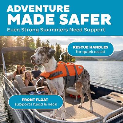 Outward Hound Granby Splash Orange Dog Life Jacket, XL