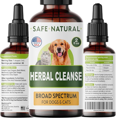 Herbal Cleanse for Cats and Dogs - Healthy Gut - Homeopathics Parasites and Toxins for Dogs and Cats - Intestinal Defense with Wormwood, Black Walnut - All Breeds and Size - Puppy and Kitten - 2.0FlOz