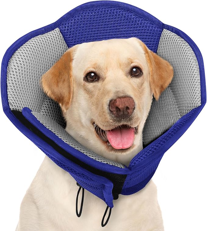 AOFITEE Large Dog Cone - Adjustable Dog Cone to Stop Licking, Foldable Extra Large Cones Dogs for Wound Healing, Pet Elizabethan Cones Collar After Surgery, XL Fabric Pet Neck Collar, Blue X-Large