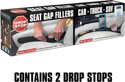 Drop Stop The Original Car Seat Gap Filler - Set of 2 (Pad + LED Light) | Car Accessories for Men & Women, Between Seats Console Organizer, Patented, As Seen On Shark Tank