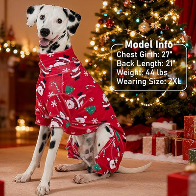 KYEESE Christmas Dog Pajamas Santa Claus Turtleneck Dog Pjs for Small Dogs Holiday Pet Onesie Soft Velvet 4 Legs Cozy Pet Sleepwear Warm Puppy Christmas Outfit, Small
