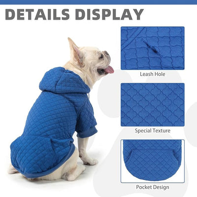 KOOLTAIL Dog Hoodie for Small Medium Large Dogs, Ultra-Warm & Soft Winter Fall Fleece Dog Hooded Sweatshirt Clothes Sweater, Lightweight Pullover Coat for Boy Girl Bulldog Pitbull Puppy Cats,Blue M