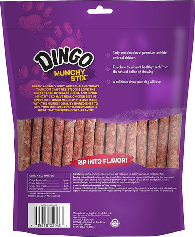 Dingo Munchy Stix for Dogs, Made with Real Chicken Treats for Small, Medium, and Large Breads 50-Count