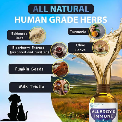 EDUZEBRA Allergy Relief Drops for Dogs & Cats, Natural Anti-Itch Support Supplement, Soothes Seasonal Allergies, Skin Irritation & Boosts Pet Wellness, Gentle Herbal Formula for All Breeds & Ages