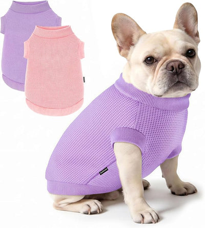 2 Pack Dog Shirt for Small Supplies Functional Waffle Dog Clothes Warm Soft Sweatshirt Outfit for Dogs Cats Pet Apparel