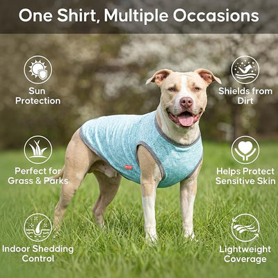 KYEESE 2Pack Dog Shirt, Lightweight Sun Protection Sleeveless Dog T Shirts for Large Dogs Boy, Breathable Pet Reflective Tank Top Summer Dogs Clothes for Outdoor Walking, Grey+Sky Blue, 3XL