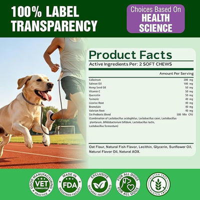 VET TREAT Dog Allergy Relief Chews - 120 Dog Allergy Chews - Itch Relief for Dogs - Anti Itch for Dogs - Dry & Itchy Skin - Allergies & Immune Support Supplement, Omega 3 Fish Oil, Probiotics - USA