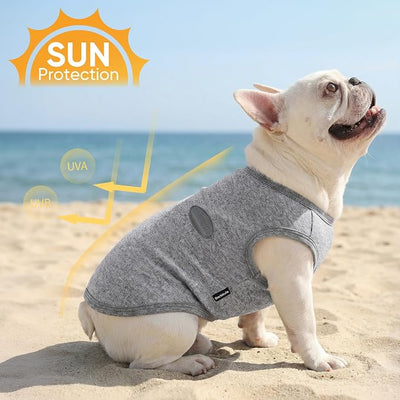 3 Pack Lightweight Sun Protection Dog Shirt Breathable Sleeveless Dog T Shirts Extra Soft Top Tank Dog Clothes for Outdoor Activities (Dark Gray + Sky Blue + Lake Blue, X-Large)