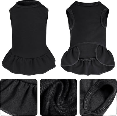 Dog Dresses Cat Skirt Solid Color Dog Clothes Summer Sleeveless Puppy Girl Clothes for Small Pet Dogs Cats (Black, Small)