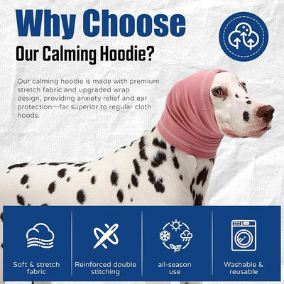Dog Calming Hoodie Quiet Head Cover Sleeves Anxiety Relief/Noise Protection - Grooming - Thunder - Fireworks