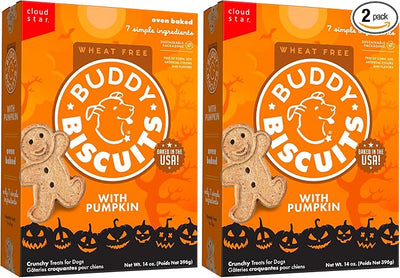 Buddy Biscuits Crunchy Wheat Free Halloween Dog Treats with Pumpkin, 14 oz. Box (Pack of 2)