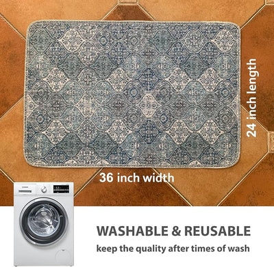 nunubaby 4PACK Washable Pee Pads for Dogs, Stylish, Non-Slip and Leak-Proof Pee Pads. Reusable Potty Pads for Dogs for Crates and Floors.(Blue/Multi,24" x36" )