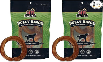 Redbarn Pet Products All-Natural 4" Bully Stick Rings for Dogs - Premium Grain-Free & Rawhide-Free Single Ingredient Long Lasting Low Odor Dental Treat for Chewers - 3 Count (Pack of 2)