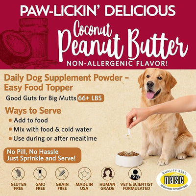 Fidobiotics Good Guts Probiotics for Dogs – Dog Probiotic Powder for Digestive Health, Gas Relief & Firmer Stools, 12B CFUs, Enzymes & Prebiotics, Large Dogs, Puppies & Adults