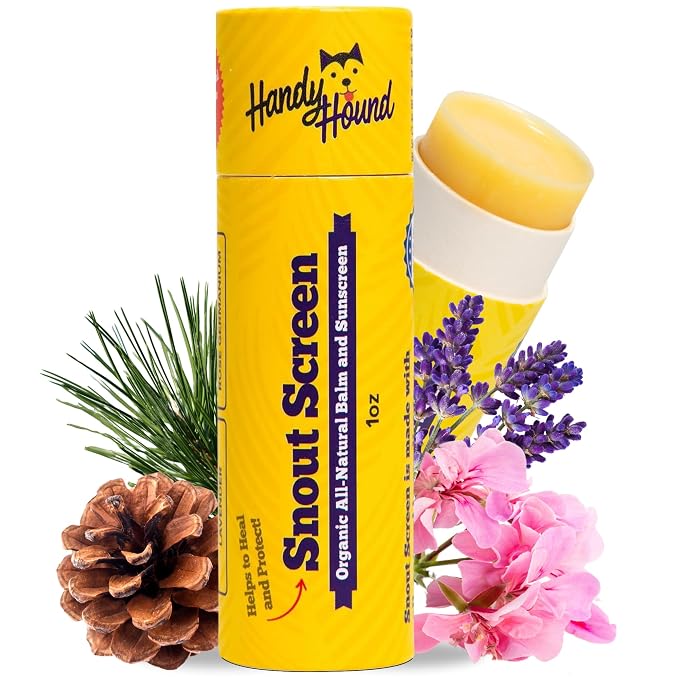 Handy Hound SnoutScreen Dog Sunscreen Balm for Nose & Paws - Lick-Safe Natural Sun Protection, No Zinc Oxide, Soothes Dry Cracked Skin, Made in USA, for Pink Noses & Light-Coated Dogs, 1 oz