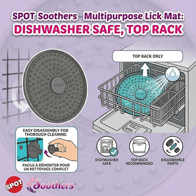 SPOT Soothers Multipurpose Dog Lick Mat - 6in Slow Feeder & Crate Enrichment Toy for Small & Medium Dogs and Puppies, Food-Grade Rubber, Dishwasher Safe, Anxiety & Boredom Relief