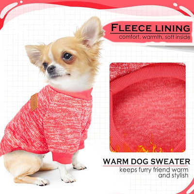 2 Pieces Dog Sweaters for Small Dogs Fall Winter Dog Clothes Female Fleece Puppy Sweaters Warm Thick Outfit Pet Small Sweater for Boy Girl Dogs Teacup Yorkie Chihuahua,XXS