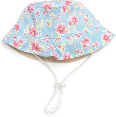 THE WORTHY DOG Fancy Floral Bucket Hat for Dogs – Lightweight Pet Sun Hat with Adjustable Chin Strap, Soft Brim & Bright Colors - Blue, X-Large