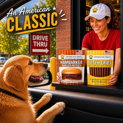 Burgers & Fries for Dogs, Beef & Sweet Potato Hambarker Patties + Chicken & Sweet Potato, Made in USA, Natural Ingredients, Grain-Free, High-Protein (Canine Combo, 2 × 5oz)