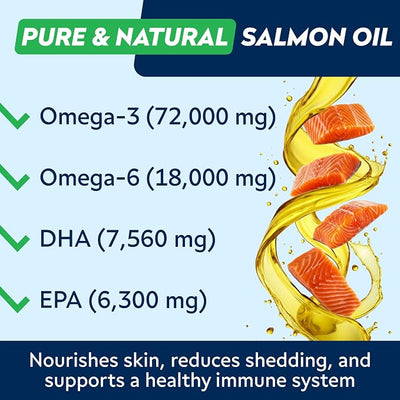 StrellaLab Omega 3 for Dogs - (540Ct) Fish Oil Treats - Allergy & Itch Relief Skin & Coat Supplement - Dry Itchy Skin, Anti Shedding & Hot Spots Treatment - Pet Salmon Oil Chews - Chicken Liver Flavor